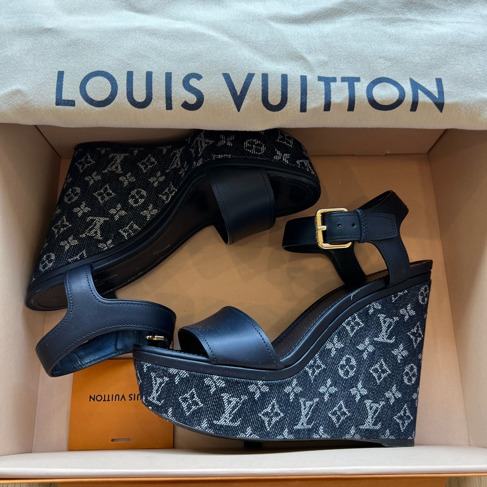Louis Vuitton platform sandals LV denim